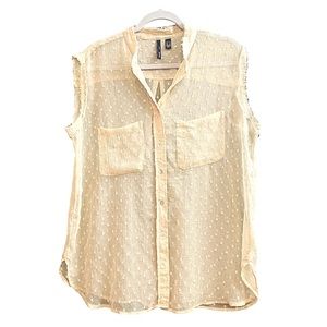 MNG sheer clip dot sleeveless button up Size XL